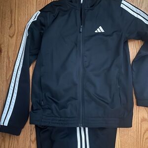 Adidas Black Jacket and Pants with White Accents